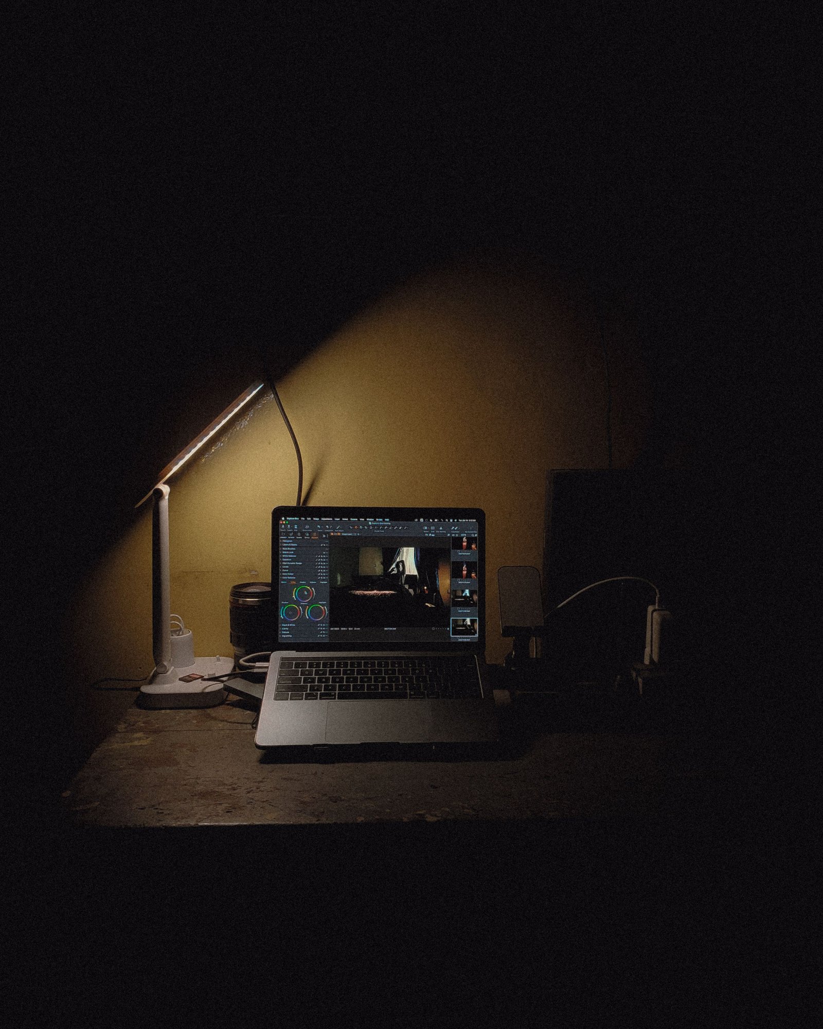 A quiet workstation at night, representing the always-on setup a VPS provides